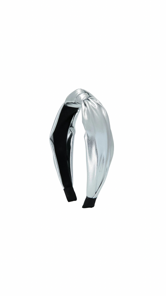 Top Knot Headband in Silver Metallic