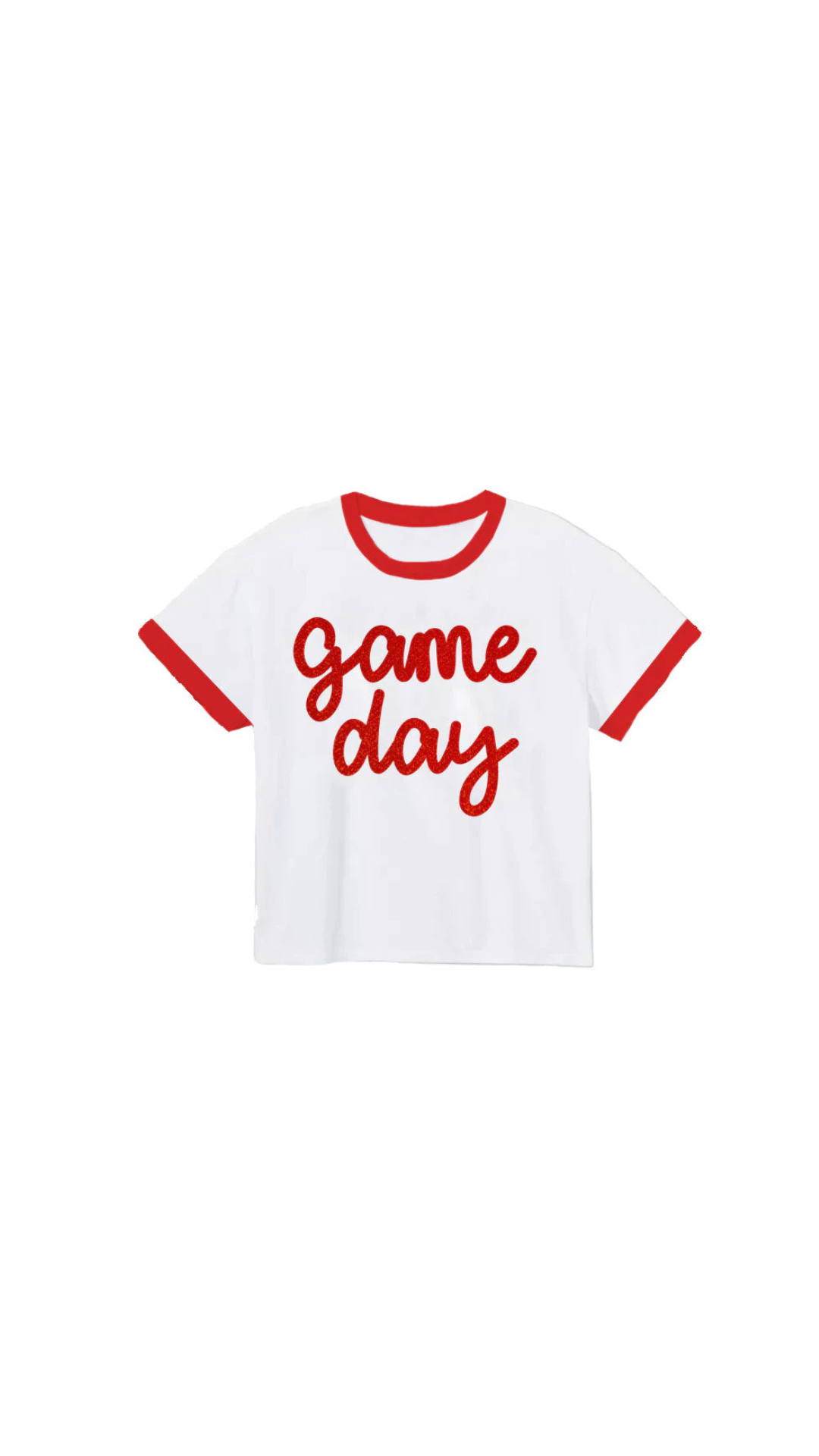 Tinsel Game Day Ringer Boxy Tee Red