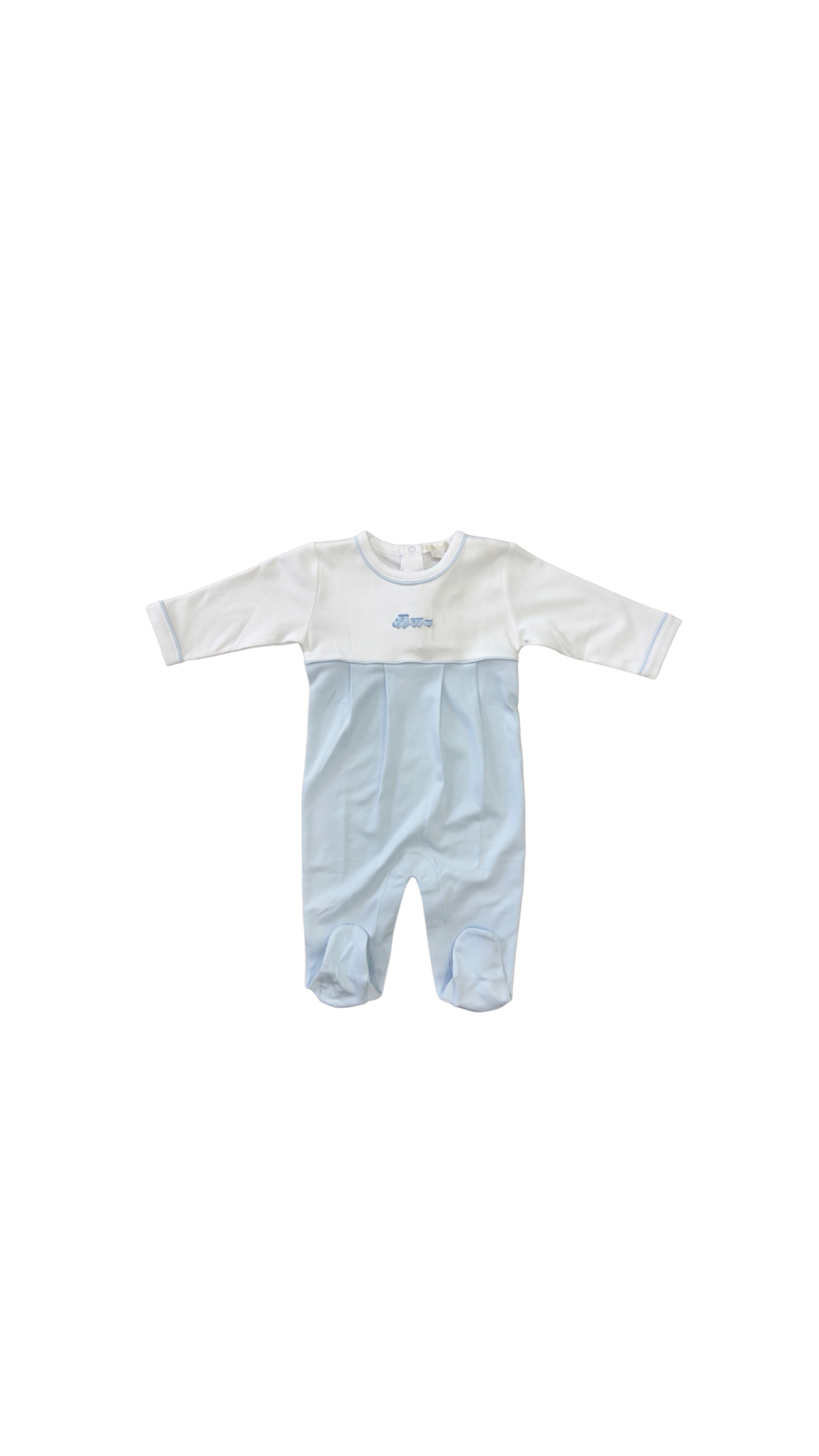 CLB Fall Medley Hand Smocked Light Blue/White w/ Train