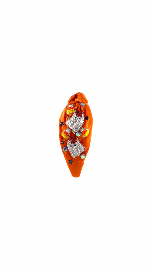 Halloween Ghost & Candy Corn Orange Headband