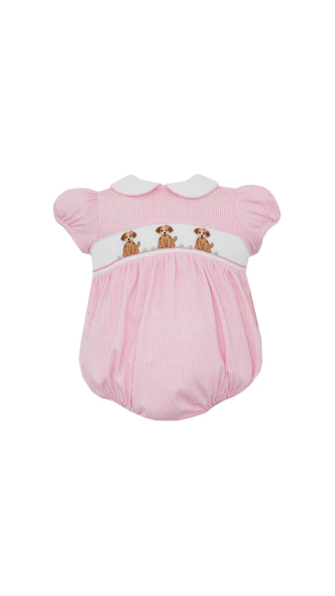Puppies Pink Knit Check Bubble Short Sleeve