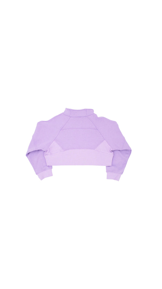 Oversized Cropped 1/4 Zip Sweatshirt in Lavender