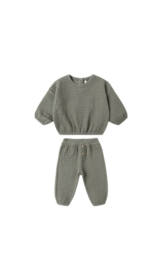 Textured Sweat Set - Forest