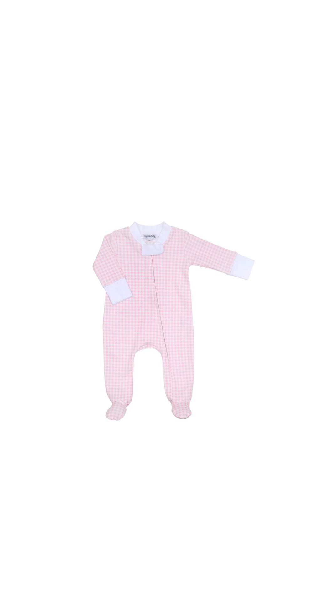 Mini Checks Zip Footie - Pink