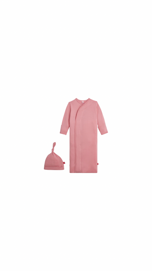 Tickled Pink Modal Magnetic Cozy Sleeper Gown + Hat Set