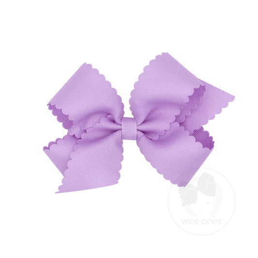 Medium Grosgrain Scalloped Bow Light Orchid