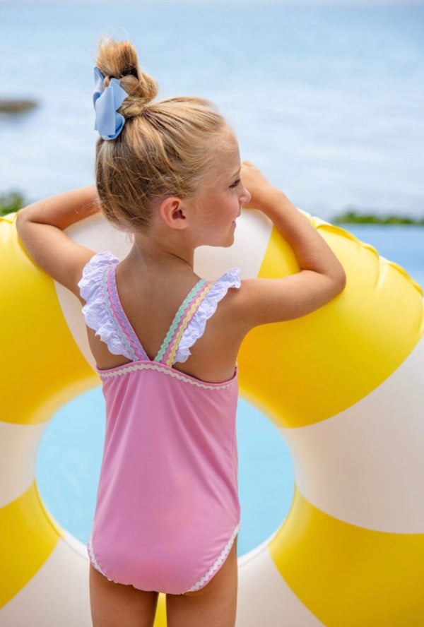 Long Bay Bathing Suit Hamptons Hot Pink/Worth Ave White/Multicolor