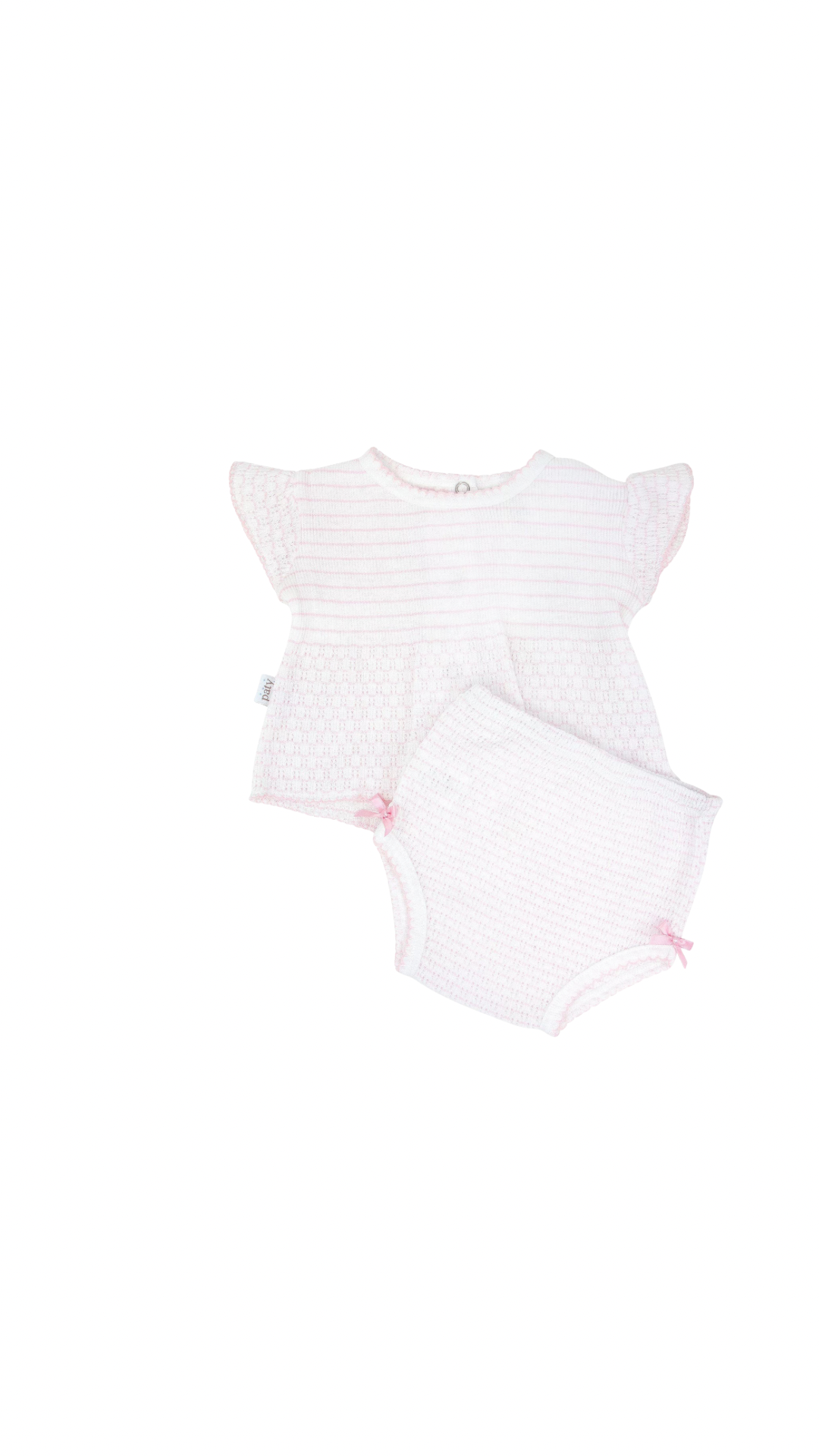 Paty Knit 2 Piece Sleeveless Diaper Set Pinstripe Pink