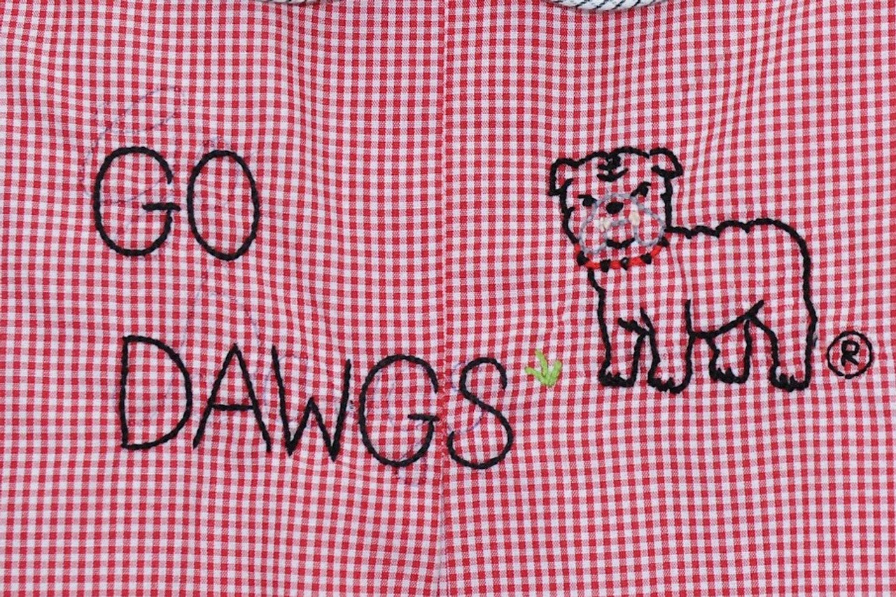 Embroidery Go Dawgs ® Shortall- Red Gingham