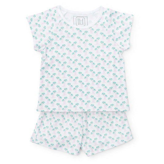 Emery Girls' Short Set - Palm Tree Isle Pink