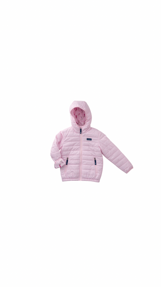 Girls Hooded Puffer Jacket Pink Tulle