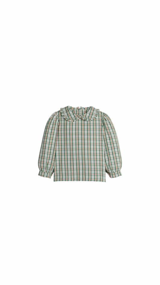 Ruffled Peter Pan Blouse - Mistletoe Tartan