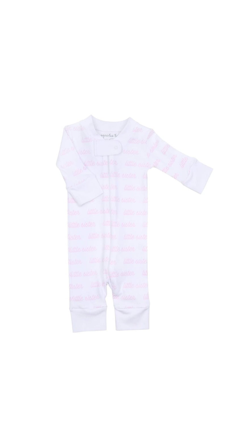 Little Sister Print Zip Pajamas Pink