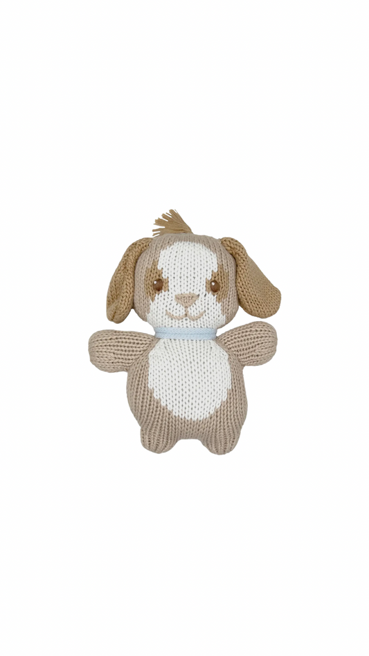 Dog Zubaby Knit Rattle - Blue 5"
