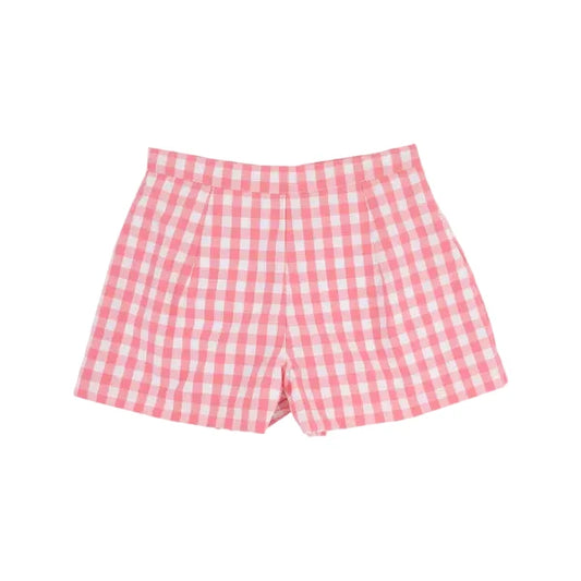 Sally Mae Shorts Woven Dyed Yarn Parrot Cay Coral Check