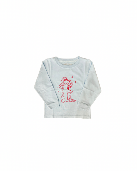 Long Sleeve Light Blue Santa's Good List T-Shirt