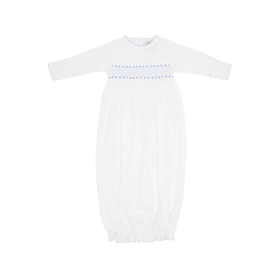 Sweetly Smocked Greeting Gown (Boy) Worth Avenue White/Buckhead Blue