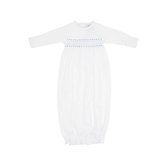 Sweetly Smocked Greeting Gown (Boy) Worth Avenue White/Buckhead Blue