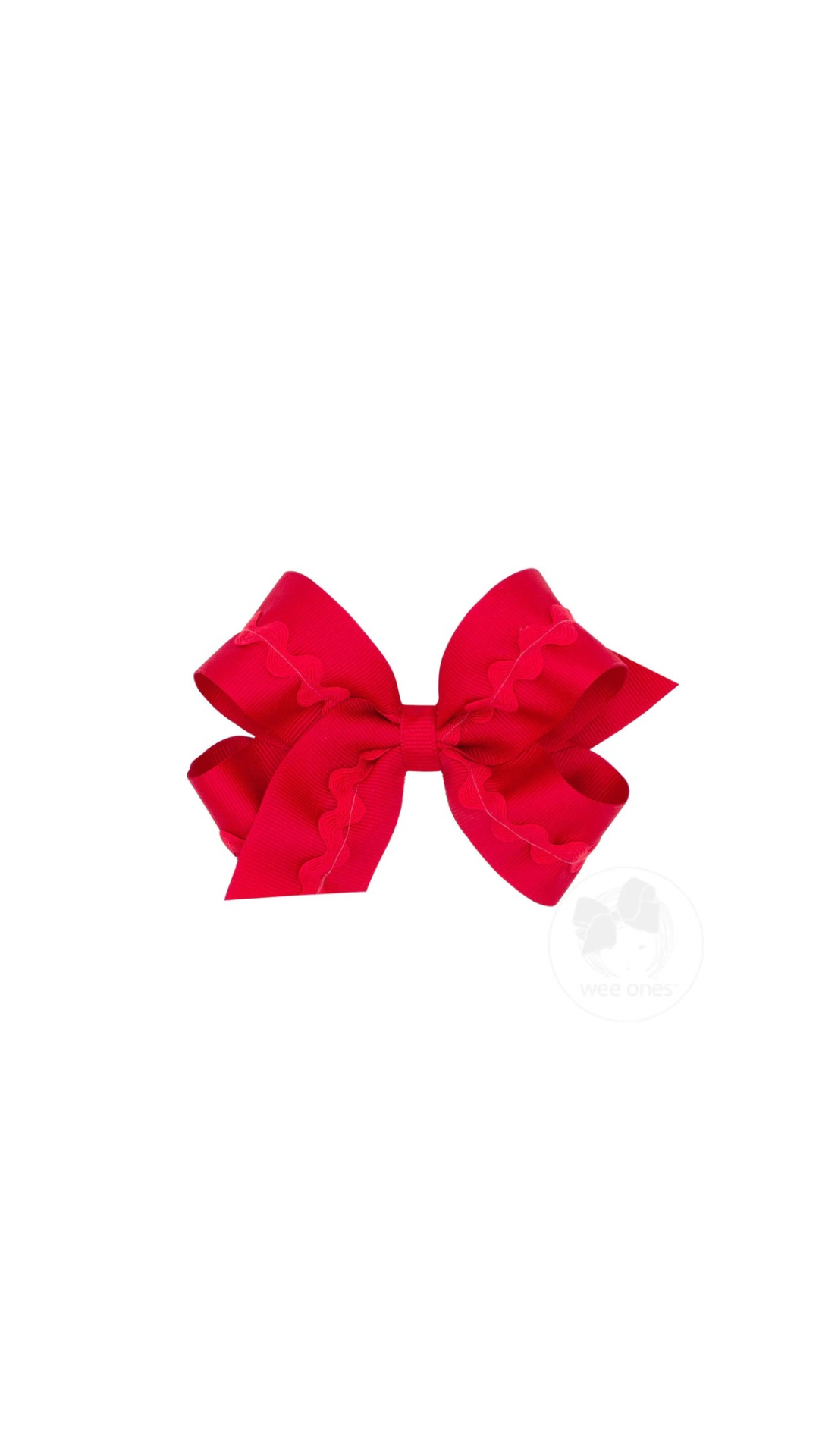 King Grosgrain Hair Bow with Ric-Rac Trim Red