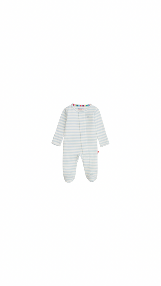 Blue Stripe Organic Cotton Footie