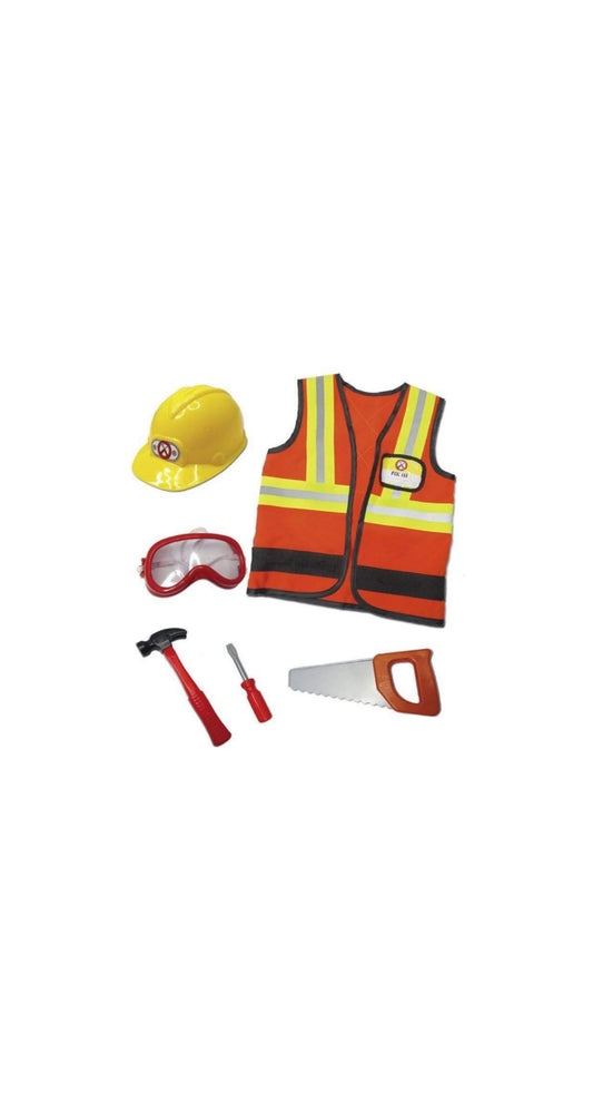 Construction Worker Set, Includes 7 Accessories Orange