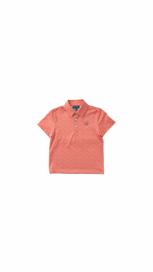 Boys Pro Performance Polo Crabapple Antler Print