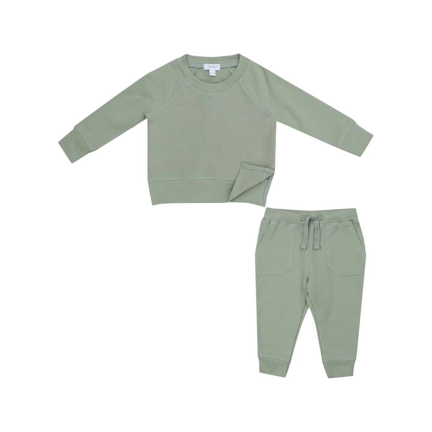 French Terry Desert Sage Solid Raglan Sweatshirt and Jogger Set