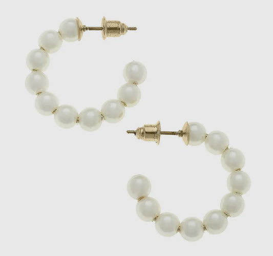 Demi Pearl Hoop Earrings in Ivory