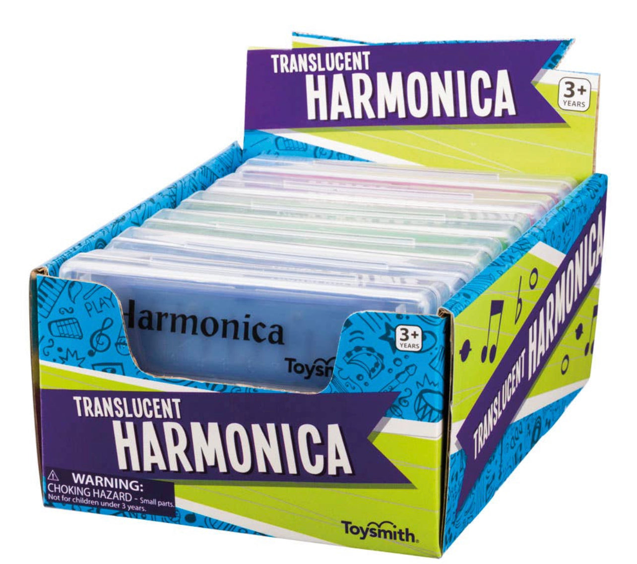 4" Translucent Harmonica, Assorted Colors