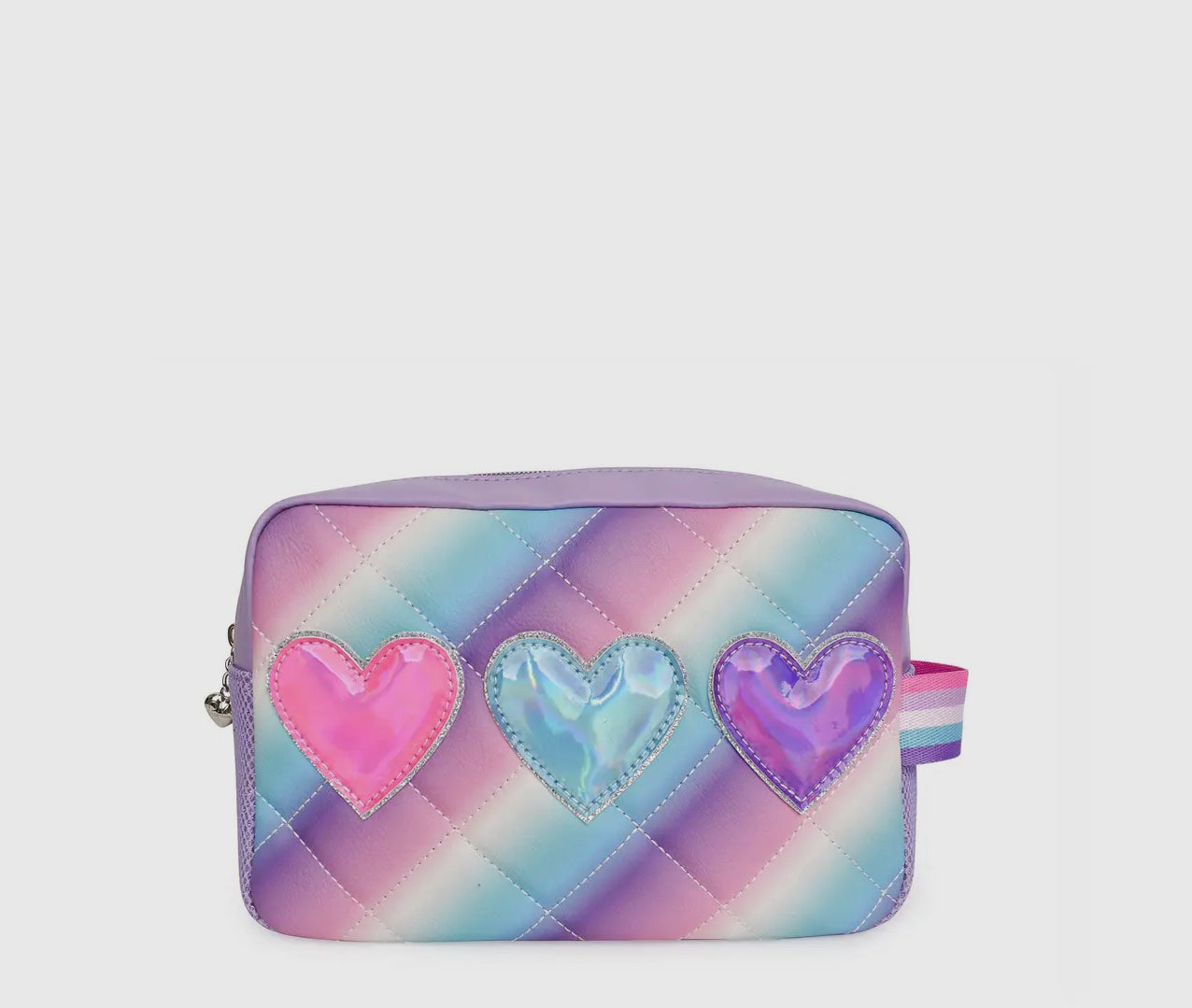 Metallic Hearts Quilted Ombre Pouch