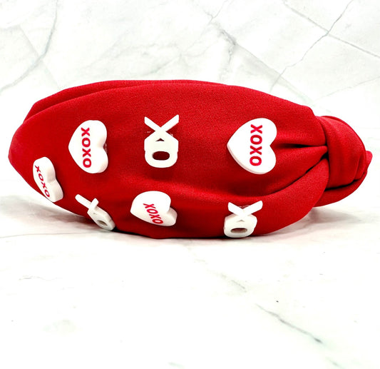Heart/XOXO Headband Red/White