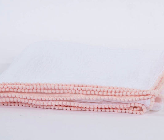Cotton Muslin Swaddle Blanket White/Light Pink