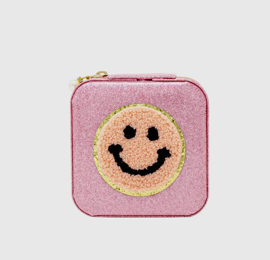 Happy Face Sparkle Jewelry Box Pink