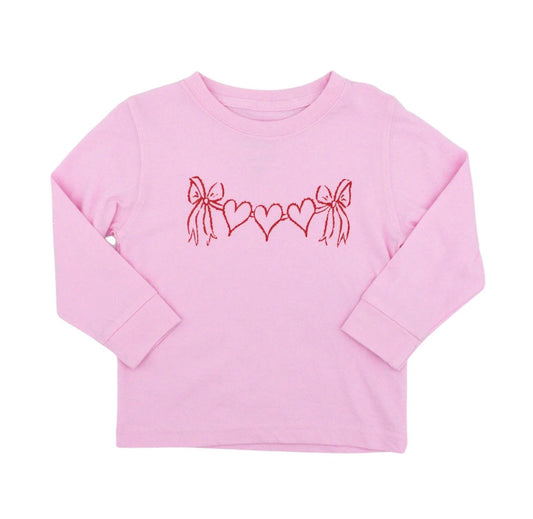 Long Sleeve Pink Heart Banner T-Shirt