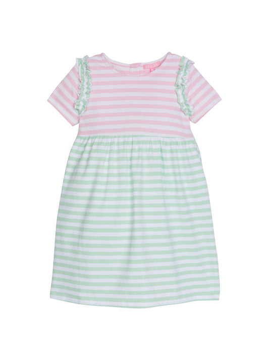 Helen Dress Pink & Green Stripe