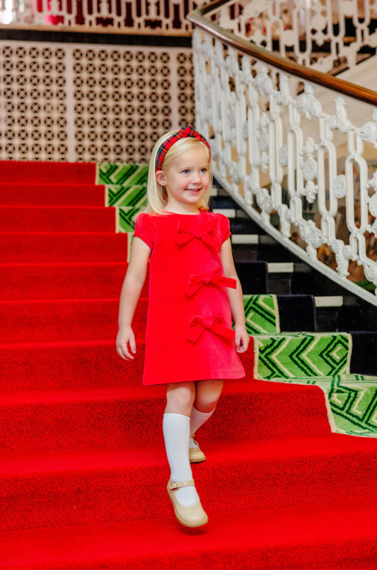 Betts Bow Dress Velveteen Richmond Red Velveteen