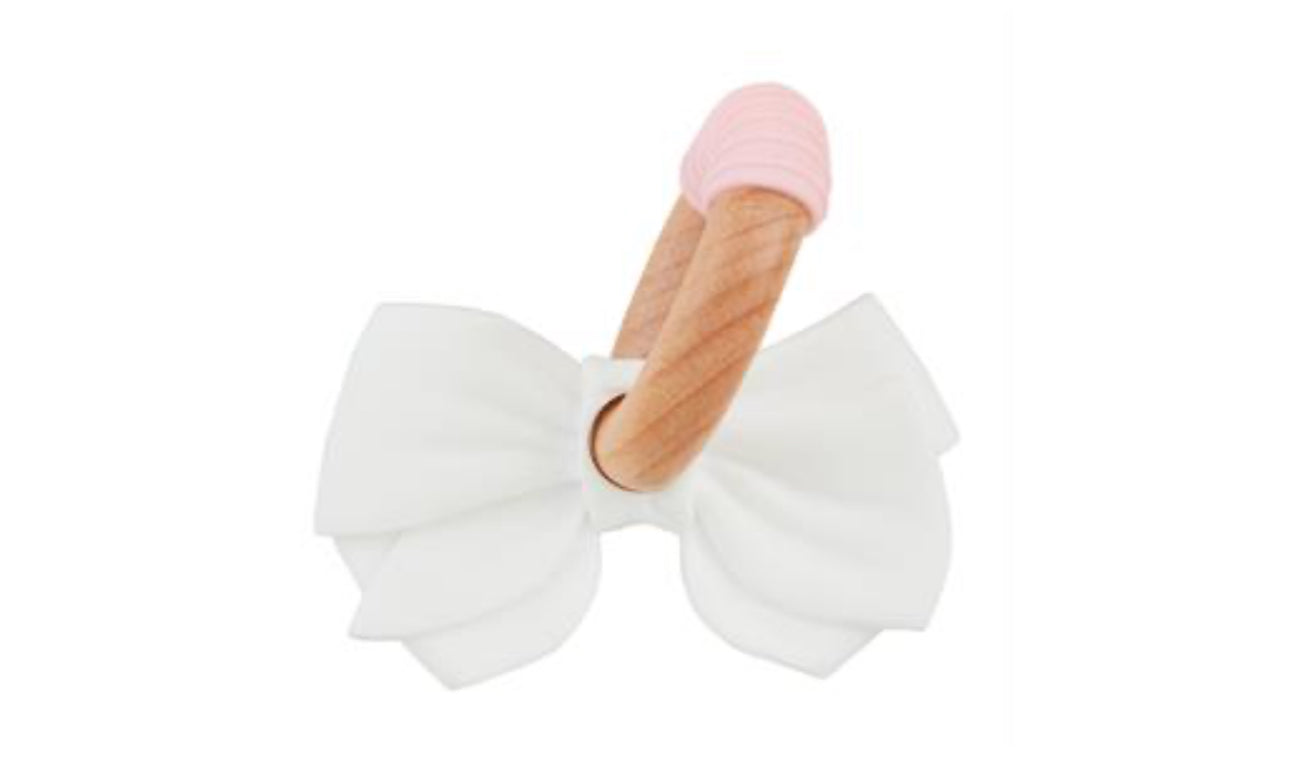 White Bow Teething Ring