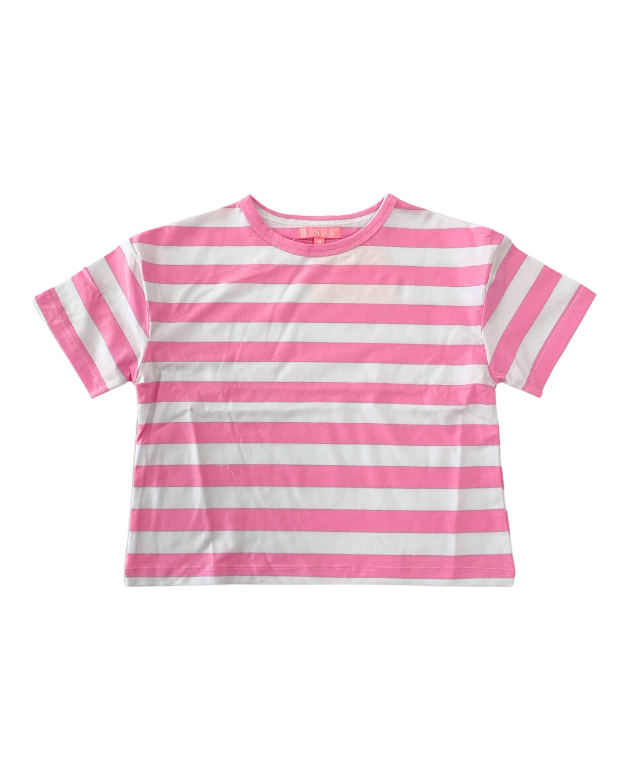 Boxy Tee - Pink Metallic Stripe