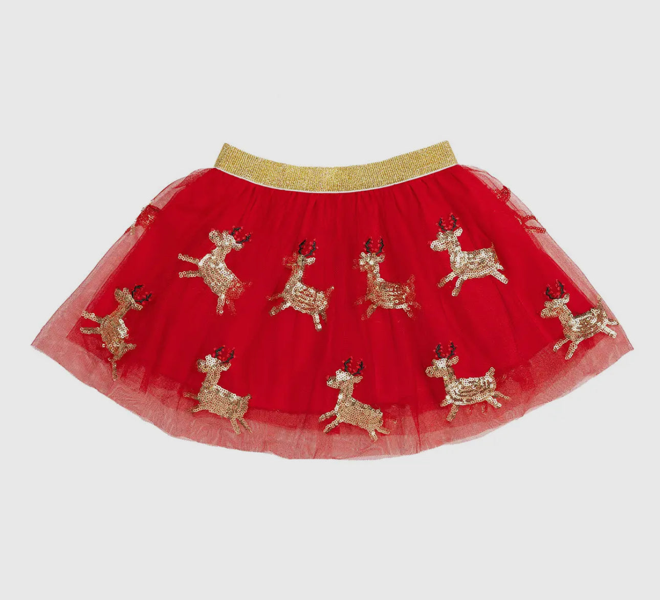 Reindeer Sequin Christmas Tutu - Kids Holiday Skirt