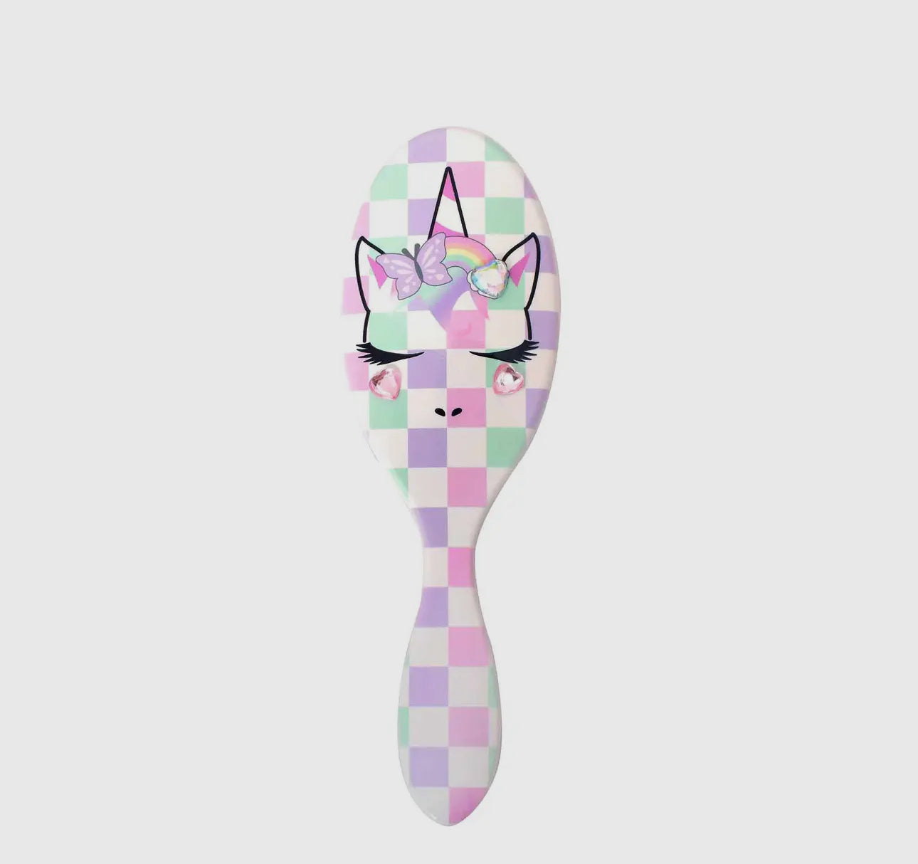 Miss Gwen Unicorn Checkerboard Print Round Hair Brush