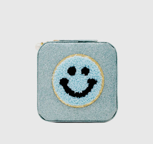 Happy Face Sparkle Jewelry Box Teal