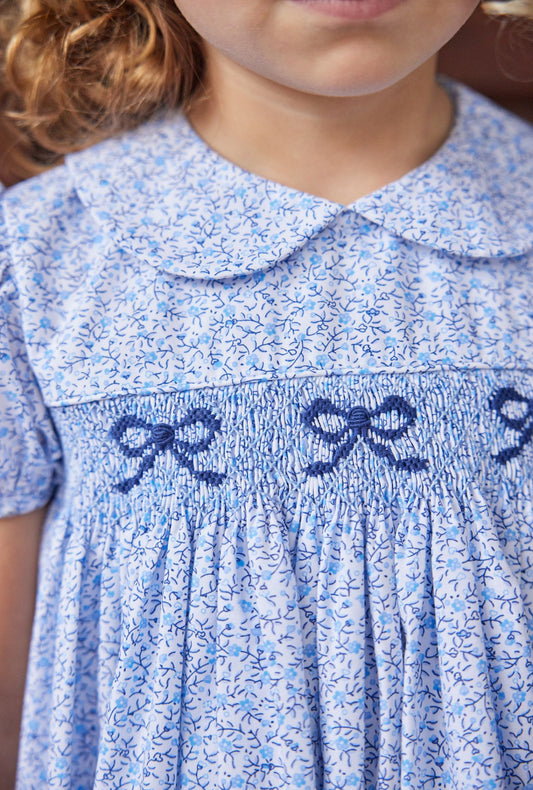 Smocked Peter Pan Dress - Blue Vinings