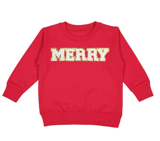 Merry Patch Christmas Sweatshirt - Kids Holiday Sweatshirt
