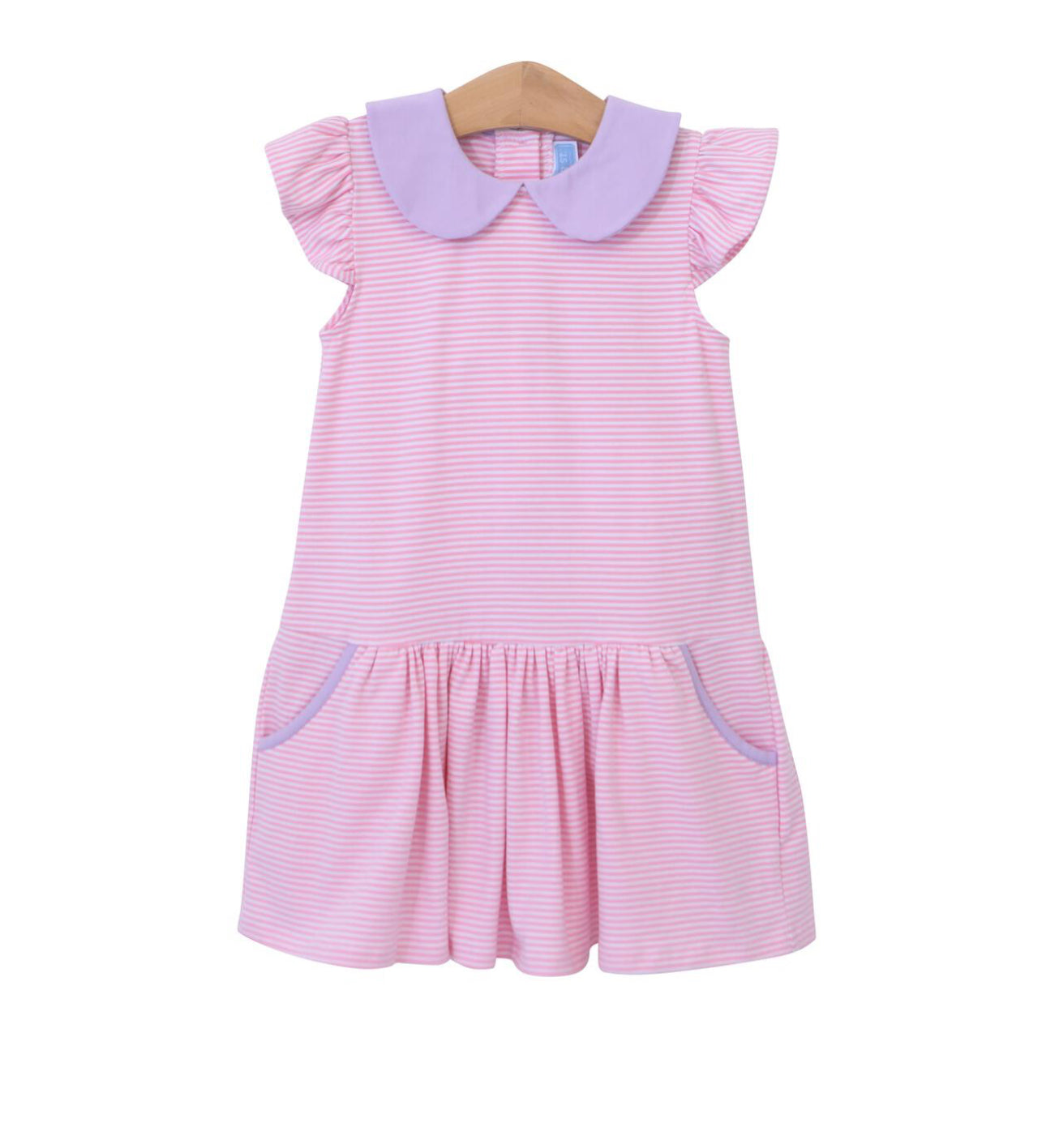 Genevieve Dress- Light Pink Stripe & Lavender