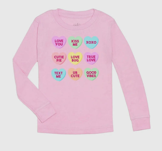 Candy Hearts Valentine's Day Long Sleeve Shirt - Kids