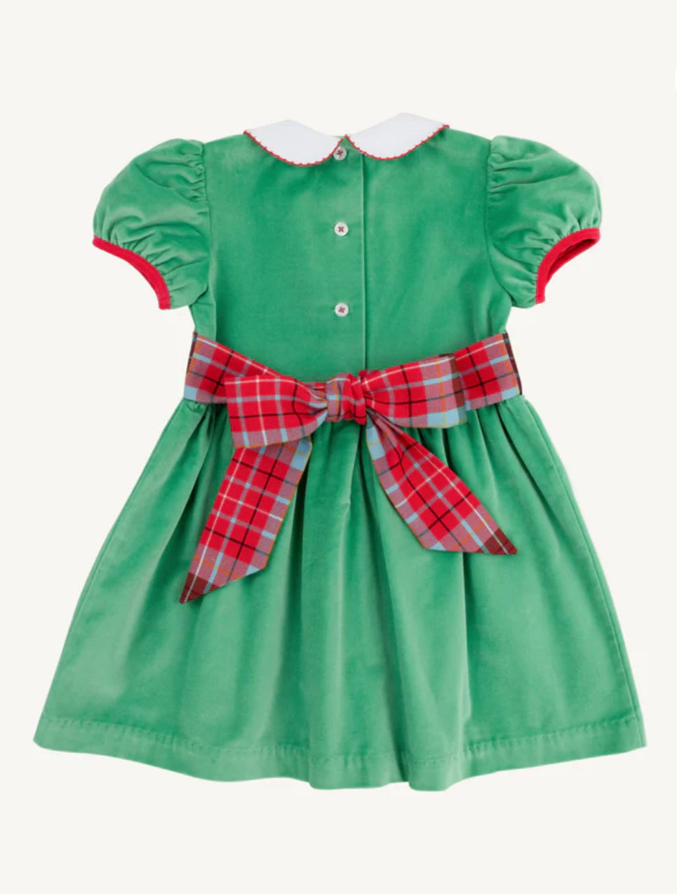 Cindy Lou Sash Dress - Velveteen Kiawah Kelly Green/Worth Ave White/Wilson Pier Plaid/Richmond Red