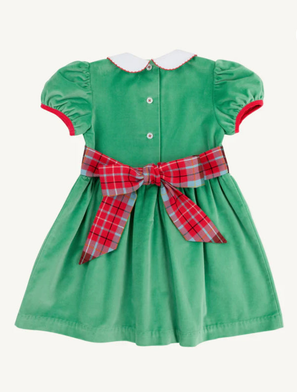 Cindy Lou Sash Dress - Velveteen Kiawah Kelly Green/Worth Ave White/Wilson Pier Plaid/Richmond Red