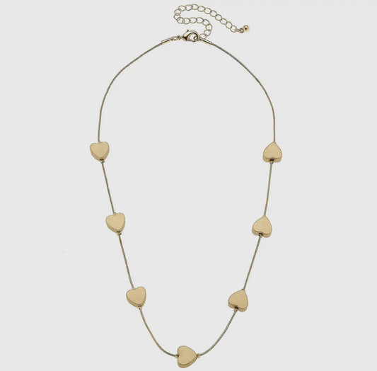 Elena Children'S Station Necklace in Satin Gold Heart