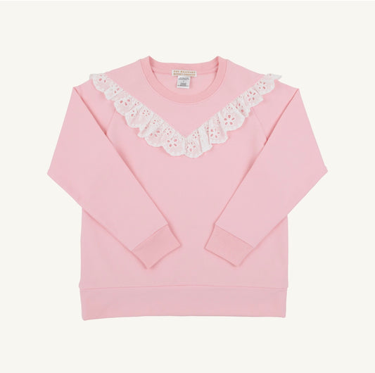 Cassidy Comfy Crewneck- Sandpearl Pink/Worth Ave White
