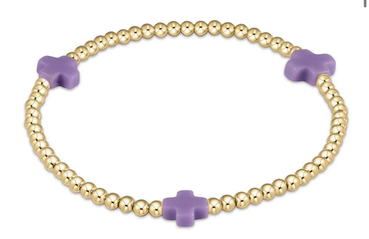 egirl Signature Cross Gold Pattern 3mm Bead Bracelet - Purple